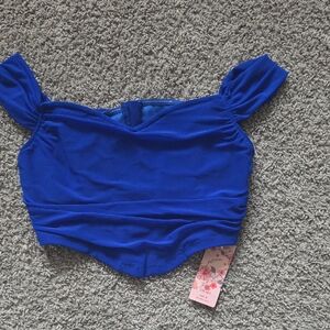 SHEIN Royal Blue Off-Shoulder Crop Top